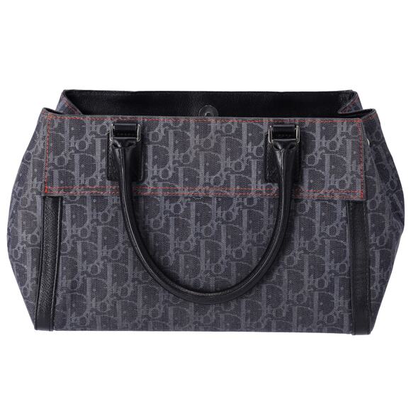 Christian Dior Flight Handbag Dark Gray Orange Multi Denim Leather - Picture 4 of 9